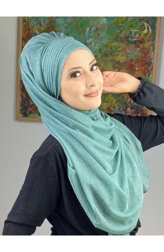 Saray Model Silvery Side Draped Shawl SEARCH17SHAL24-08 Wassergrün 17ŞAL24-08