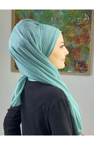 Saray Model Silvery Side Draped Shawl SEARCH17SHAL24-08 Wassergrün 17ŞAL24-08