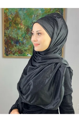 Saray Model Simli Yan Drapeli Şal ARA17ŞAL24-09 Siyah