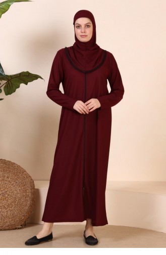 Claret Red Hijab Dress 7028.Bordo