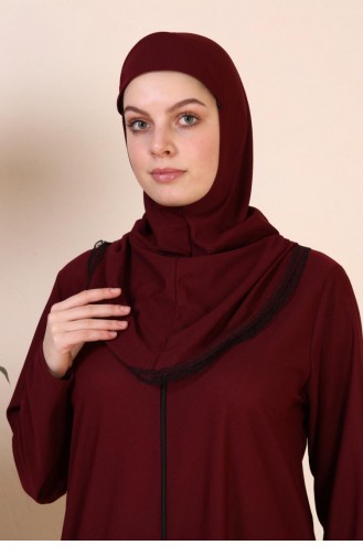 Weinrot Hijab Kleider 7028.Bordo
