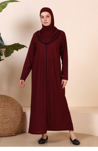 Claret Red Hijab Dress 7028.Bordo