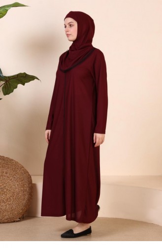 Claret Red Hijab Dress 7028.Bordo