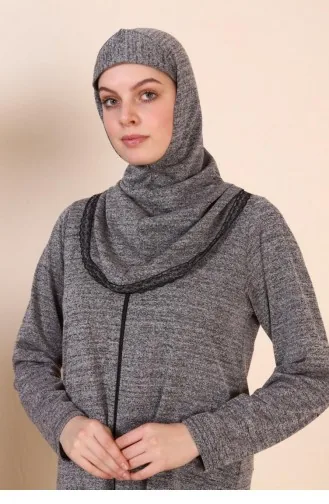 Kadın Büyük Beden Tam Tesettür Giyçık Namaz Elbisesi 7028 Gri