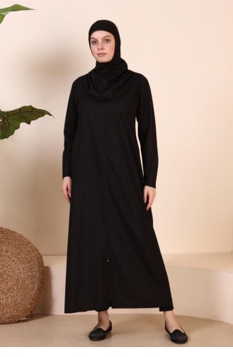 Schwarz Hijab Kleider 7028.Siyah