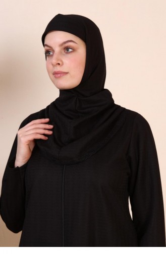 Schwarz Hijab Kleider 7028.Siyah