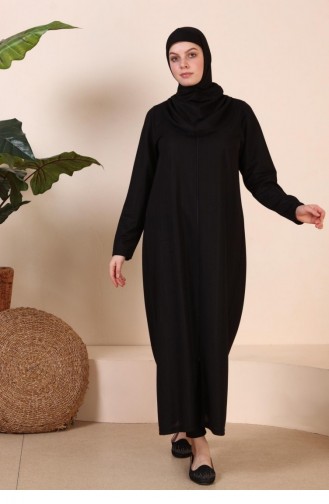 Schwarz Hijab Kleider 7028.Siyah