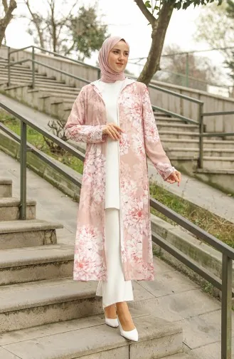 Abaya à Motifs à Capuche 36067-02 Saumon 36067-02