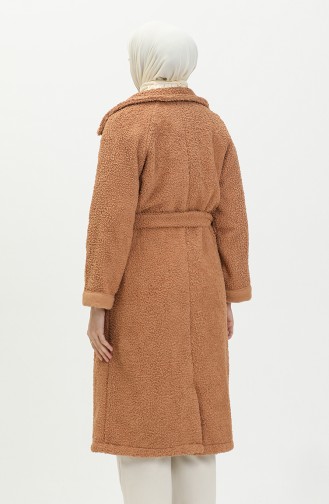 Plüschmantel mit Gürtel 1109-01 Milchkaffee 1109-01