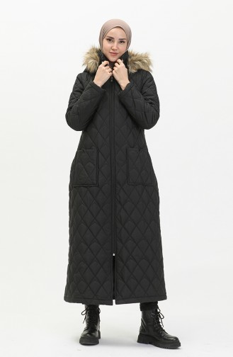 Earthquake Solidarity Mobilization - Hooded Quilted Coat 5175A-01 Black 5175A-01