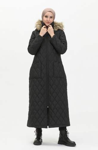 Manteau Matelassé à Capuche 5175A-01 Noir 5175A-01