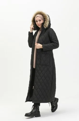 Earthquake Solidarity Mobilization - Hooded Quilted Coat 5175A-01 Black 5175A-01