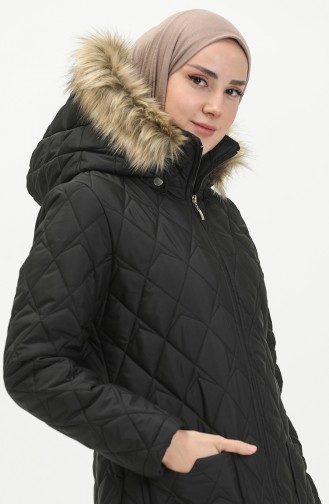 Manteau Matelassé à Capuche 5175A-01 Noir 5175A-01