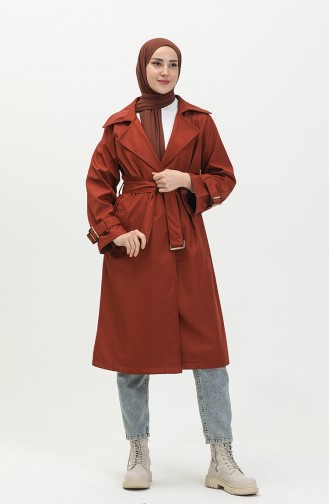 Belted Trench Coat 1108-02 Brick Red 1108-02