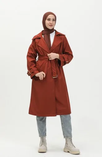 Belted Trench Coat 1108-02 Brick Red 1108-02