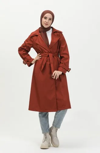 Belted Trench Coat 1108-02 Brick Red 1108-02