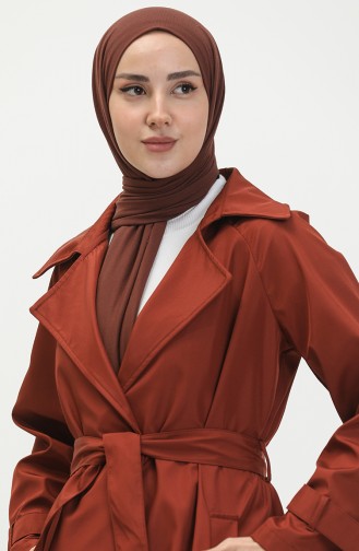 Belted Trench Coat 1108-02 Brick Red 1108-02