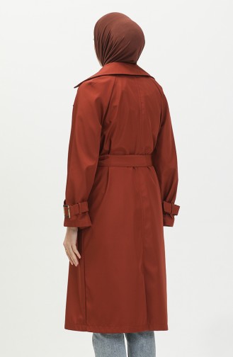 Belted Trench Coat 1108-02 Brick Red 1108-02