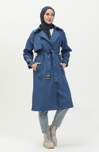 Belted Trench Coat 1108-03 Navy Blue 1108-03