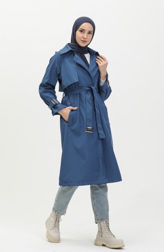 Belted Trench Coat 1108-03 Navy Blue 1108-03