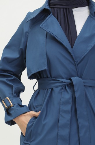 Belted Trench Coat 1108-03 Navy Blue 1108-03