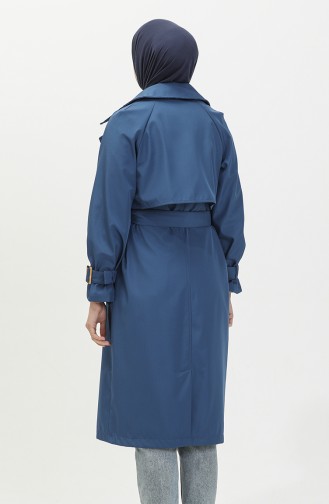 Belted Trench Coat 1108-03 Navy Blue 1108-03