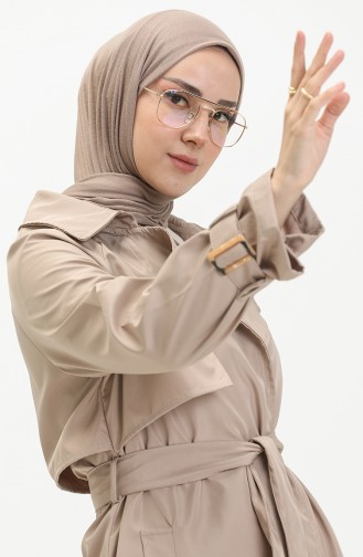 Kemerli Trençkot 1108-04 Bej