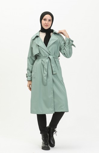 Belted Trench Coat 1108-05 Aqua Green 1108-05