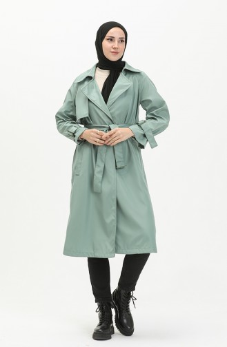 Belted Trench Coat 1108-05 Aqua Green 1108-05