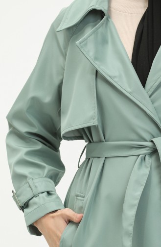 Belted Trench Coat 1108-05 Aqua Green 1108-05