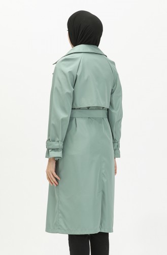 Belted Trench Coat 1108-05 Aqua Green 1108-05