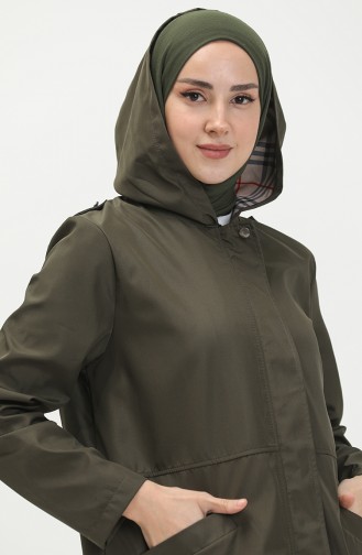 Bondit Fabric Hooded Trench Coat 1119-02 Khaki 1119-02