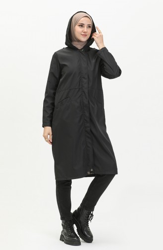 Bondit Fabric Hooded Trench Coat 1119-03 Black 1119-03