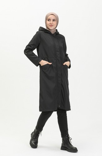 Bondit Fabric Hooded Trench Coat 1119-03 Black 1119-03