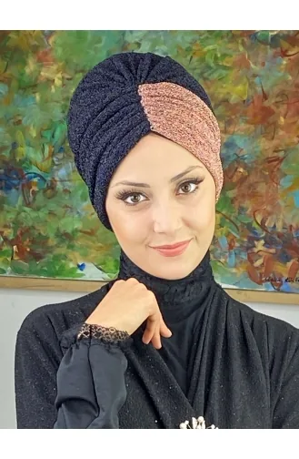 Sultan Model Double Color Gathered Outer Bonnet 1ARA181222-01 Black Copper Color 1ARA181222-01