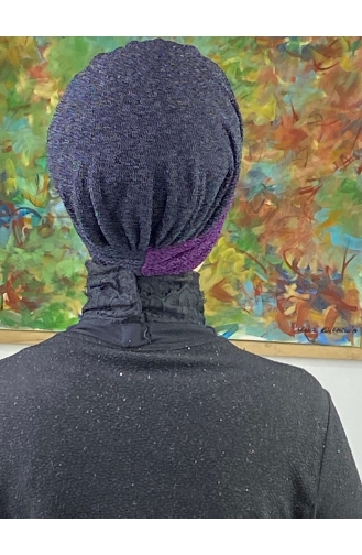 Bonnet Extérieur Froncé Double Couleur Modèle Sultan 1ARA181222-03 Noir Rouge Bordeaux 1ARA181222-03