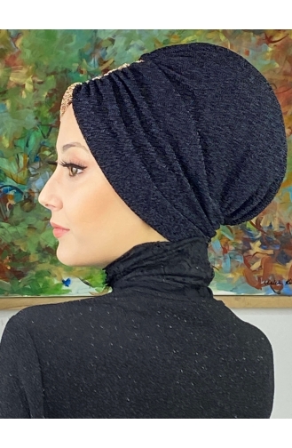 Sultan Model Double Color Gathered Outer Bonnet 1ARA181222-04 Black Gray 1ARA181222-04