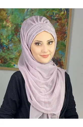 سلطان موديل شال شيفون فضي مجمع SEARCH17SHAL38-11 ليلكي 17ŞAL38-11