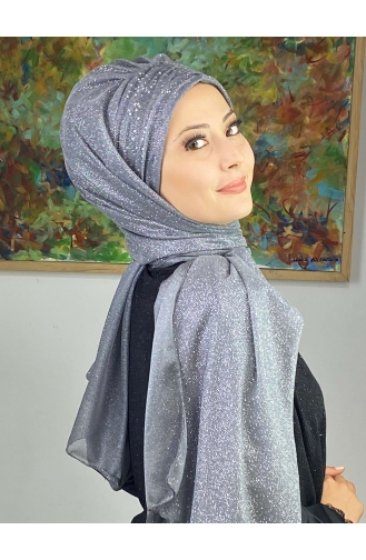 Châle Froncé En Mousseline Argenté Modèle Sultan ARA17SHAL38-06 Gris 17ŞAL38-06