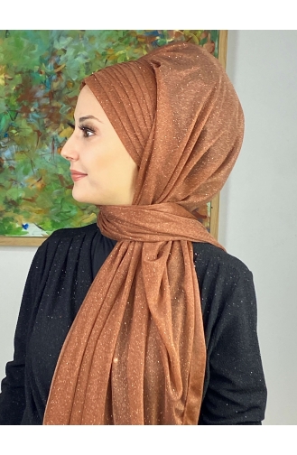 Topkapı Silvery Cross Draped Ready Shawl ARA17SHAL64-01 Copper Color 17ŞAL64-01