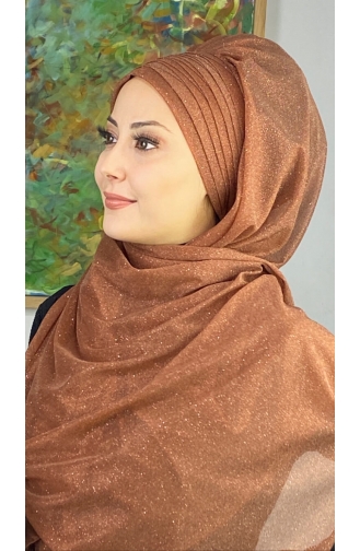 Topkapı Silvery Cross Draped Ready Shawl ARA17SHAL64-01 Copper Color 17ŞAL64-01