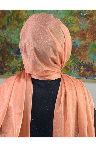 Topkapı Silvery Cross Draped Ready Made Shawl ARA17SHAL64-05 Salmon 17ŞAL64-05