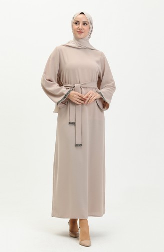 Robe de Soirée en Pierre 0008-04 Beige 0008-04