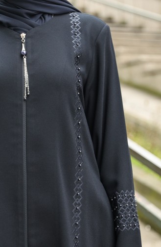 Abaya Zippée Grande Taille 35993-01 Bleu Marine 35993-01