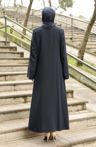 Abaya Zippée Grande Taille 35993-01 Bleu Marine 35993-01