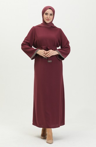 Abendkleid mit Steindetails 0008-05 Rotviolett 0008-05