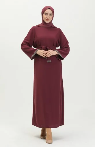 Abendkleid mit Steindetails 0008-05 Rotviolett 0008-05