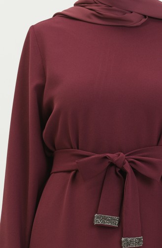 Abendkleid mit Steindetails 0008-05 Rotviolett 0008-05