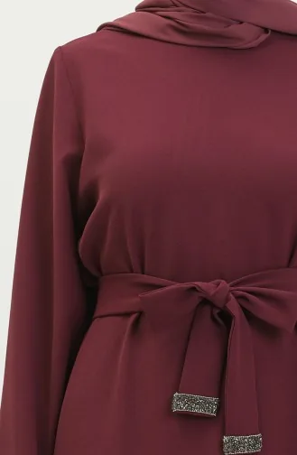 Abendkleid mit Steindetails 0008-05 Rotviolett 0008-05