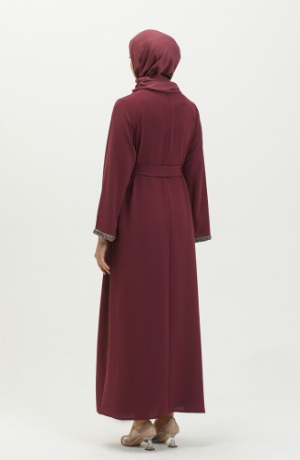 Abendkleid mit Steindetails 0008-05 Rotviolett 0008-05